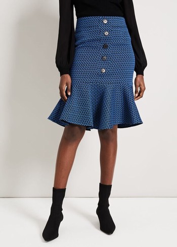 Phase Eight Sabri Tweed Skirts Black/Blue USA | 9870432-XO